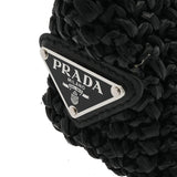 PRADA プラダ スモール クロシェット トートバッグ ブラック/ホワイト 1BG422 レディース ラフィア ハンドバッグ ABランク 中古 銀蔵