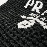 PRADA プラダ スモール クロシェット トートバッグ ブラック/ホワイト 1BG422 レディース ラフィア ハンドバッグ ABランク 中古 銀蔵