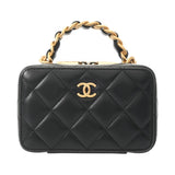 CHANEL シャネル マトラッセ バニティ ミニ チェーンショルダー ブラック AP3246 レディース ラムスキン バニティバッグ Aランク 中古 銀蔵