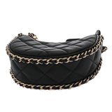 CHANEL シャネル マトラッセ ミニホーボ―バッグ ブラック レディース ラムスキン ショルダーバッグ Aランク 中古 銀蔵