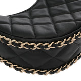 CHANEL シャネル マトラッセ ミニホーボ―バッグ ブラック レディース ラムスキン ショルダーバッグ Aランク 中古 銀蔵