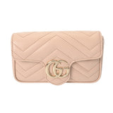 GUCCI グッチ GGマーモント スーパーミニバッグ ピンク 476433 レディース レザー ショルダーバッグ Aランク 中古 銀蔵
