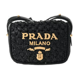 PRADA プラダ ショルダーバッグ ブラック 1BD362 レディース ラフィア/レザー ショルダーバッグ Aランク 中古 銀蔵