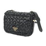PRADA プラダ ショルダーバッグ ブラック 1BD362 レディース ラフィア/レザー ショルダーバッグ Aランク 中古 銀蔵
