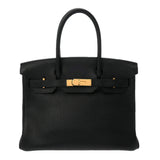 HERMES エルメス バーキン 30 ブラック A刻印(2017年頃) レディース トゴ ハンドバッグ Bランク 中古 銀蔵