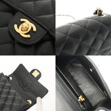 CHANEL シャネル マトラッセ ミニチェーンショルダー 18cm ブラック A01115 ユニセックス ラムスキン ショルダーバッグ ABランク 中古 銀蔵