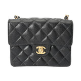 CHANEL シャネル マトラッセ ミニチェーンショルダー 18cm ブラック A01115 ユニセックス ラムスキン ショルダーバッグ ABランク 中古 銀蔵