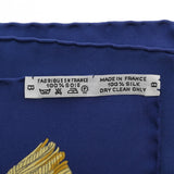 HERMES エルメス カレ 90 VUE DE CAROSSE DE LA REALE ブルー/ホワイト/ゴールド レディース シルク100％ スカーフ Aランク 中古 銀蔵