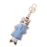 GUCCI グッチ ヒグチユウココラボ 猫モチーフ ベージュ/ブルー/ピンク 851743 レディース GGスプリームキャンバス/レザー キーホルダー Aランク 中古 銀蔵