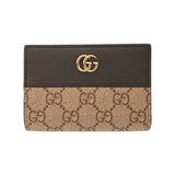 GUCCI グッチ コンパクトウォレット ダブルG ベージュ/エボニー/グレー 772738 レディース GGスプリームキャンバス レザー 二つ折り財布 Aランク 中古 銀蔵