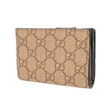 GUCCI グッチ コンパクトウォレット ダブルG ベージュ/エボニー/グレー 772738 レディース GGスプリームキャンバス レザー 二つ折り財布 Aランク 中古 銀蔵