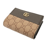 GUCCI グッチ コンパクトウォレット ダブルG ベージュ/エボニー/グレー 772738 レディース GGスプリームキャンバス レザー 二つ折り財布 Aランク 中古 銀蔵