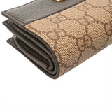GUCCI グッチ コンパクトウォレット ダブルG ベージュ/エボニー/グレー 772738 レディース GGスプリームキャンバス レザー 二つ折り財布 Aランク 中古 銀蔵