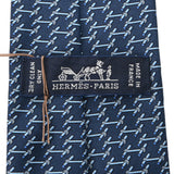 HERMES エルメス ネクタイ ネイビー メンズ シルク100% ネクタイ 未使用 銀蔵