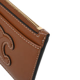 CELINE セリーヌ ジップ付き カードホルダー タン 10K583EMJ.04LU レディース ラムスキン コインケース Aランク 中古 銀蔵