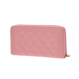 CHANEL シャネル ボーイシャネル ロングジップウォレット ピンク A80288 レディース ラムスキン 長財布 Aランク 中古 銀蔵