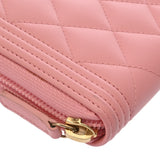 CHANEL シャネル ボーイシャネル ロングジップウォレット ピンク A80288 レディース ラムスキン 長財布 Aランク 中古 銀蔵