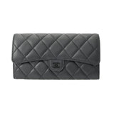 CHANEL シャネル マトラッセ クラシックロングフラップ ウォレット ブラック AP0241 レディース ラムスキン 長財布 Aランク 中古 銀蔵