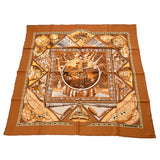 HERMES エルメス カレ 90 AU SON DE TAM TAM ブラウン/マルチカラー レディース シルク100％ スカーフ Aランク 中古 銀蔵
