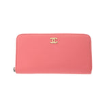 CHANEL シャネル ロングジップウォレット ピンク A81657 レディース カーフスキン 長財布 ABランク 中古 銀蔵