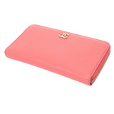 CHANEL シャネル ロングジップウォレット ピンク A81657 レディース カーフスキン 長財布 ABランク 中古 銀蔵