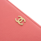 CHANEL シャネル ロングジップウォレット ピンク A81657 レディース カーフスキン 長財布 ABランク 中古 銀蔵