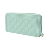 CHANEL シャネル ボーイシャネル ロングジップウォレット ミントグリーン A80288 レディース キャビアスキン 長財布 Aランク 中古 銀蔵