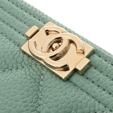 CHANEL シャネル ボーイシャネル ロングジップウォレット ミントグリーン A80288 レディース キャビアスキン 長財布 Aランク 中古 銀蔵
