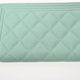 CHANEL シャネル ボーイシャネル ロングジップウォレット ミントグリーン A80288 レディース キャビアスキン 長財布 Aランク 中古 銀蔵
