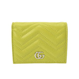 GUCCI グッチ GGマーモント コンパクトウォレット ダブルG ライムグリーン 466492 レディース レザー 二つ折り財布 Aランク 中古 銀蔵