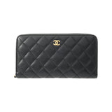 CHANEL シャネル マトラッセ クラシック ロングジップウォレット ブラック AP0242 レディース キャビアスキン 長財布 ABランク 中古 銀蔵
