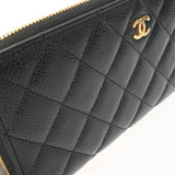 CHANEL シャネル マトラッセ クラシック ロングジップウォレット ブラック AP0242 レディース キャビアスキン 長財布 ABランク 中古 銀蔵