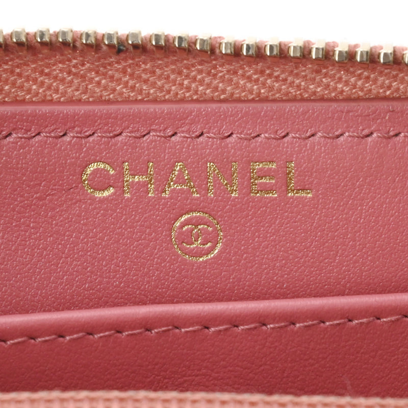 CHANEL シャネル マトラッセ ラウンドファスナー財布 ピンク ゴールド金具 レディース キャビアスキン 長財布 Bランク 中古 銀蔵