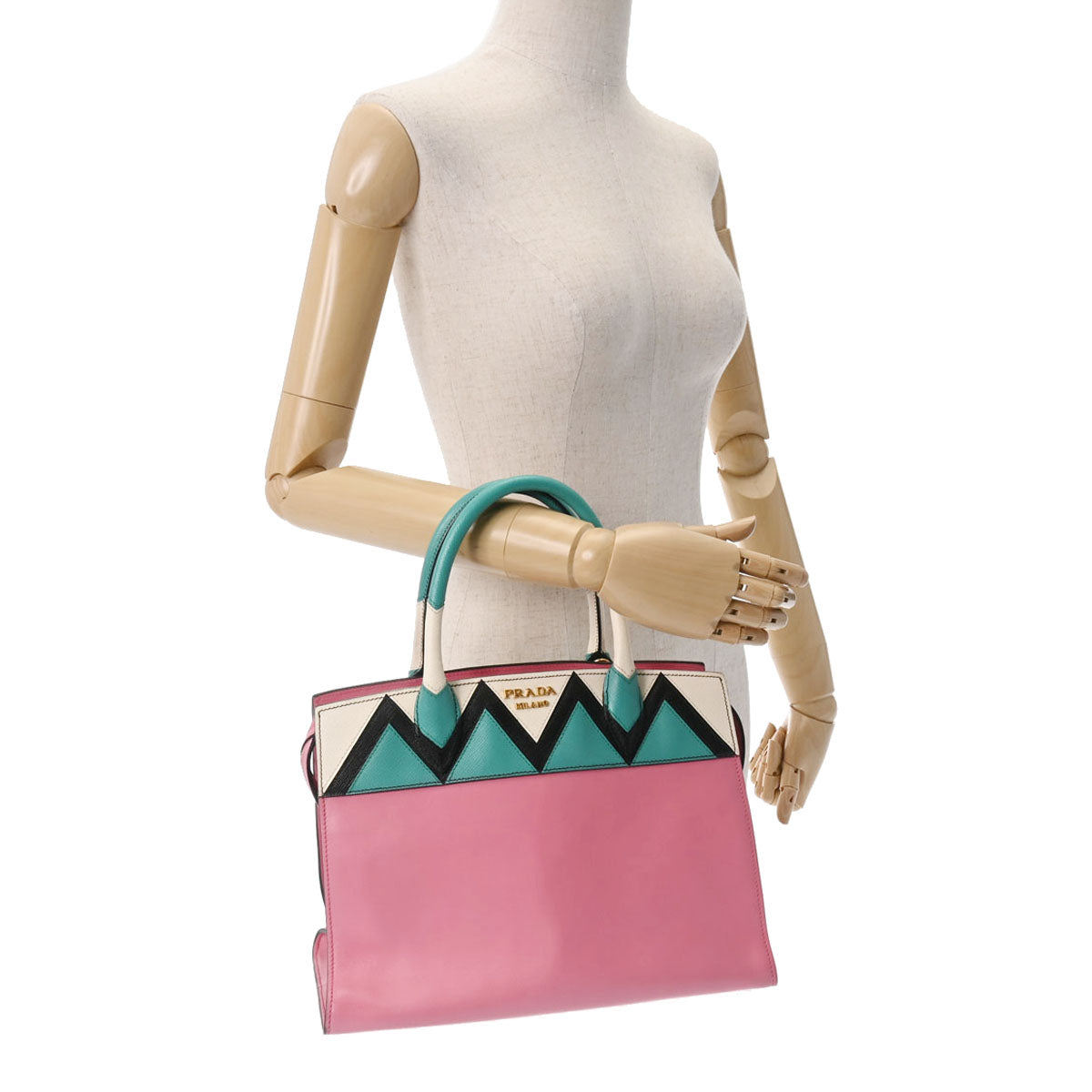 プラダ2WAY マルチカラー ピンク ゴールド金具 レディース