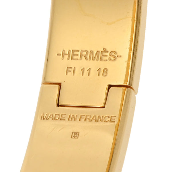 HERMES エルメス クリッククラック PM バングル ホワイト ゴールド金具 レディース GP ブレスレット Aランク 中古 銀蔵