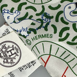 HERMES エルメス ツイリー SPRASH PARK パールグレー/ヴェール/ノワール 064006S レディース シルク100％ スカーフ 未使用 銀蔵