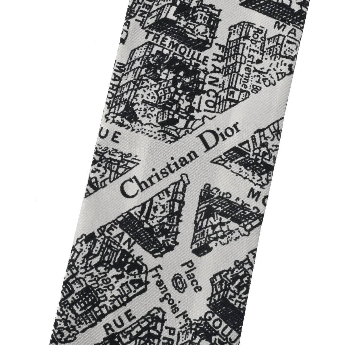 クリスチャンディオールツイリー 白/黒 レディース シルク100％ スカーフ - CHRISTIAN DIOR 中古 – 銀蔵オンライン