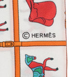 HERMES エルメス ツイリー LES FOLIES DU CIEL 白/オレンジ - レディース シルク100％ スカーフ Aランク 中古 銀蔵