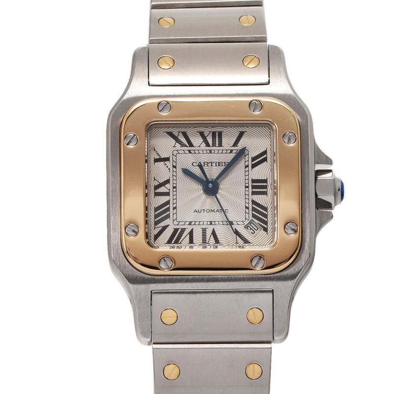 CARTIER カルティエ サントスガルベ SM W20057C4 レディース YG/SS 腕時計 自動巻き シルバー系文字盤 Aランク 中古 銀蔵