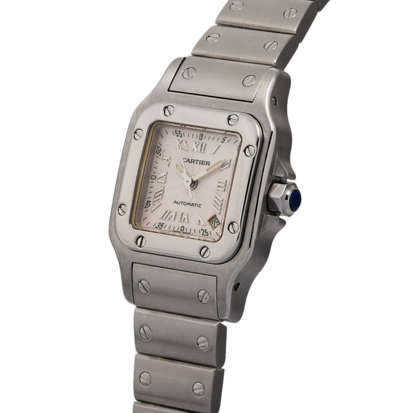 CARTIER カルティエ サントス ガルベ SM 20周年記念モデル W20044D6 レディース SS 腕時計 自動巻き シルバー系文字盤 Aランク 中古 銀蔵