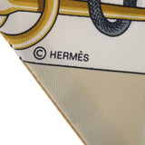 HERMES エルメス ツイリー CLIQUETIS ジョーヌ/ブラン/クレール 061574T レディース シルク100％ スカーフ 新同 中古 銀蔵