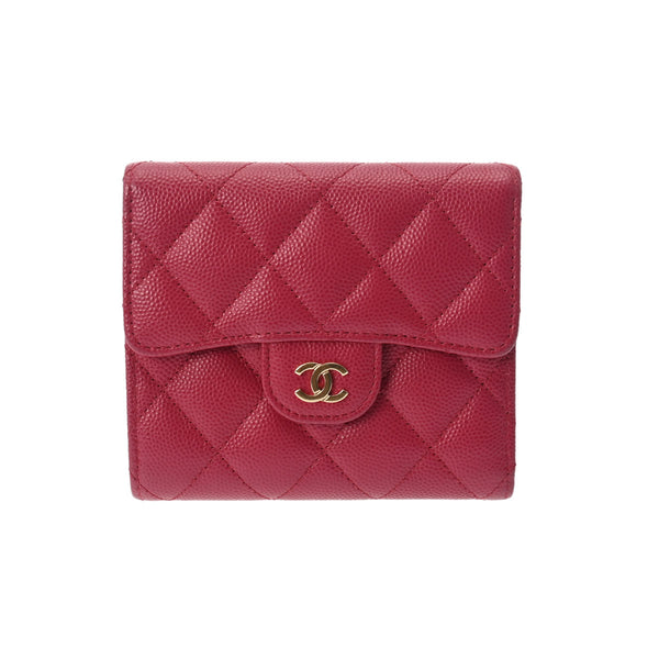 CHANEL シャネル スモールフラップウォレット ピンク AP0231 レディース キャビアスキン 三つ折り財布 Aランク 中古 銀蔵