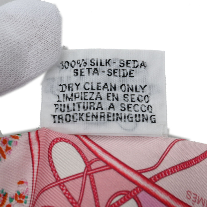 HERMES エルメス ツイリー WHIP BLOCK ピンク レディース シルク100％ スカーフ Aランク 中古 銀蔵