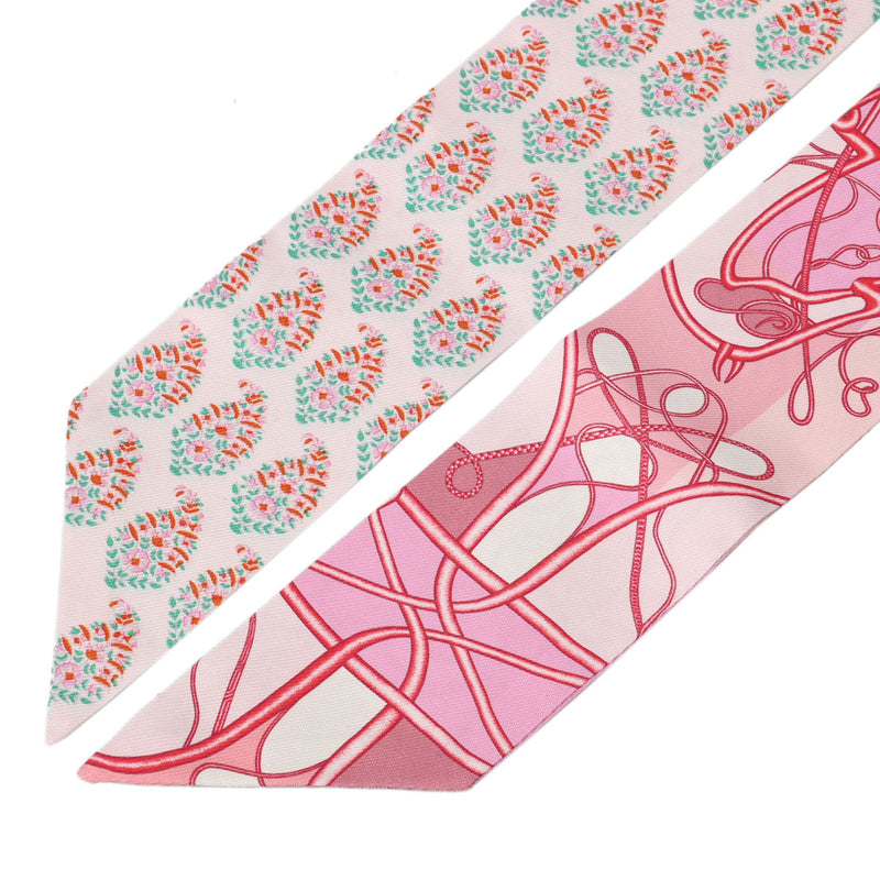 HERMES エルメス ツイリー WHIP BLOCK ピンク レディース シルク100％ スカーフ Aランク 中古 銀蔵