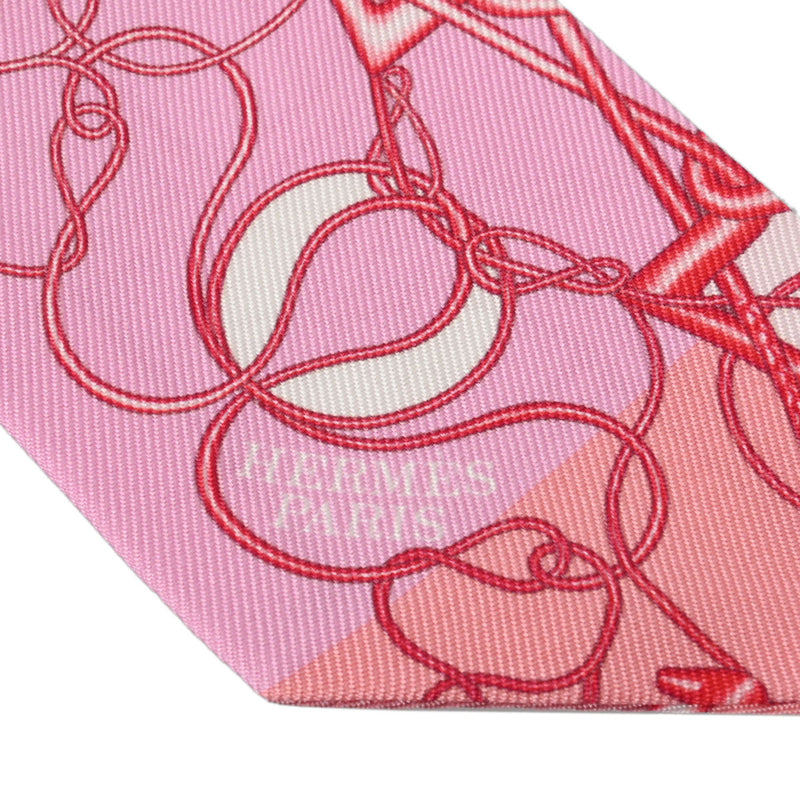 HERMES エルメス ツイリー WHIP BLOCK ピンク レディース シルク100％ スカーフ Aランク 中古 銀蔵