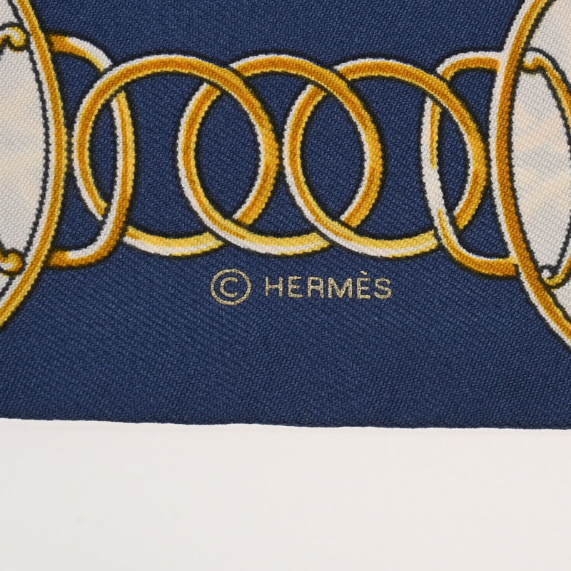 HERMES エルメス ツイリー LIFT PROFILE マリン/ノワール/ゴールド 063777S レディース シルク100％ スカーフ 未使用 銀蔵