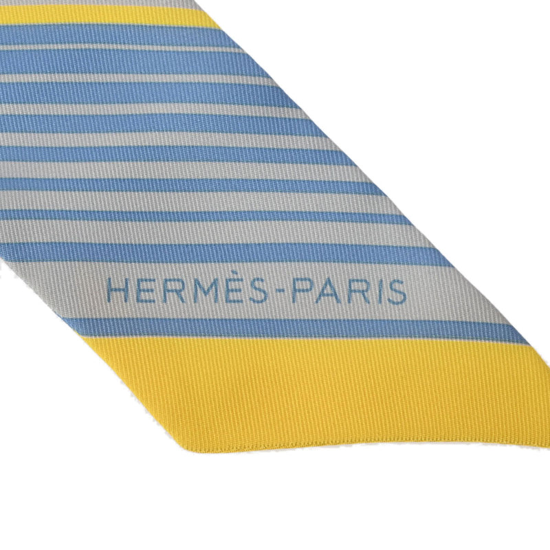 HERMES エルメス ツイリー EX LIBRIS MARB ブルーモアイヤン/ジョーヌ レディース シルク100％ スカーフ 未使用 銀蔵