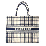 CHRISTIAN DIOR クリスチャンディオール ブックトート ラージサイズ 白/青 ユニセックス キャンバス ハンドバッグ ABランク 中古 銀蔵