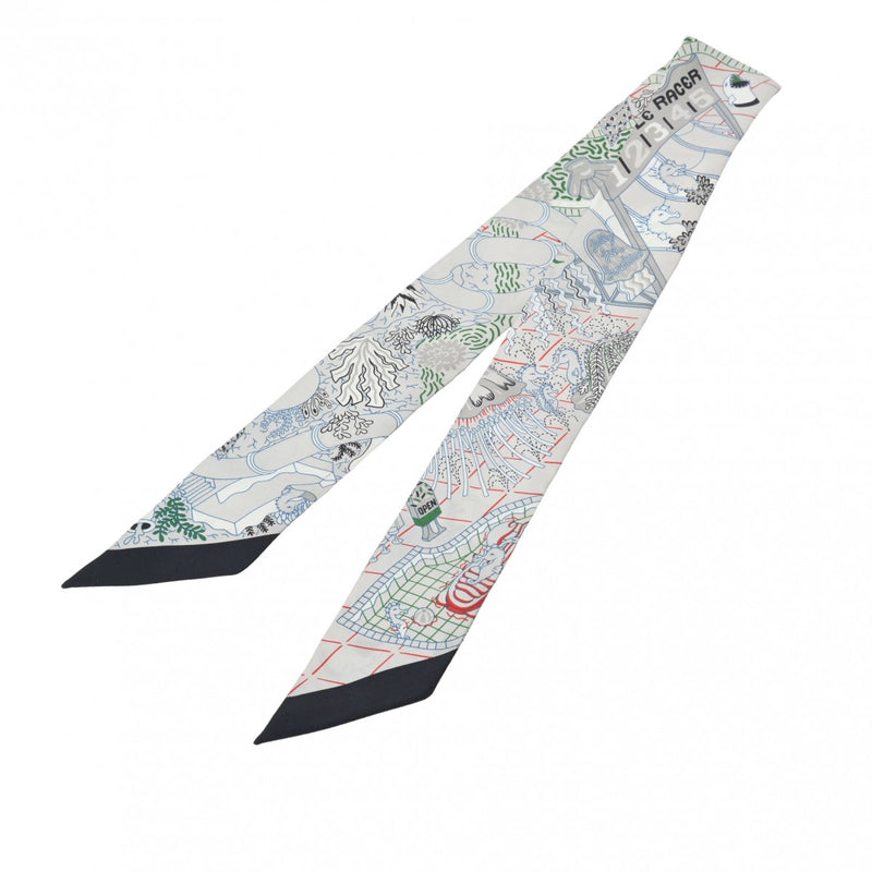 HERMES エルメス ツイリー SPLASH PARK ノワール/ローズ/グリ レディース シルク100％ スカーフ 未使用 銀蔵