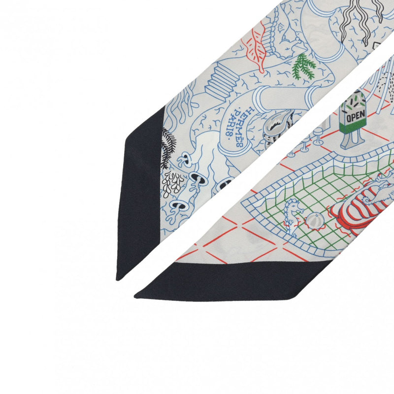 HERMES エルメス ツイリー SPLASH PARK ノワール/ローズ/グリ レディース シルク100％ スカーフ 未使用 銀蔵